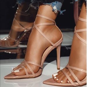 Miss Lola nude polished strappy heel size 10